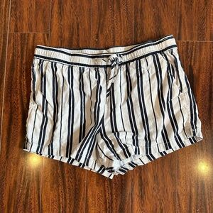 H&M | Navy & White Linen Blend Shorts